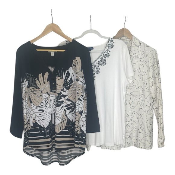 Women's Black and White Patterned Tops XL - Picture 2 of 12